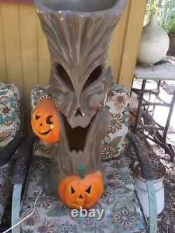 Vtg Rare 35 Blow Mold Spooky Halloween Tree Light J-O-L Pumpkin Plastic Foam