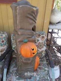 Vtg Rare 35 Blow Mold Spooky Halloween Tree Light J-O-L Pumpkin Plastic Foam