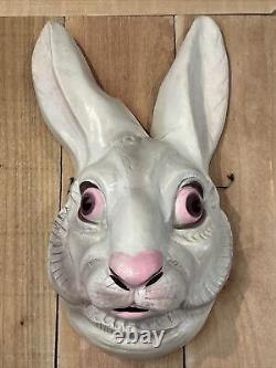 Vtg Rare Halloween Mask Made In France Bayshore Alice In Wonderland White Rabbit