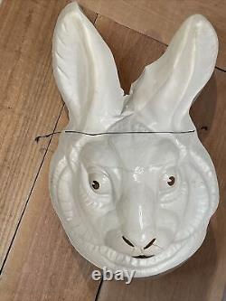 Vtg Rare Halloween Mask Made In France Bayshore Alice In Wonderland White Rabbit