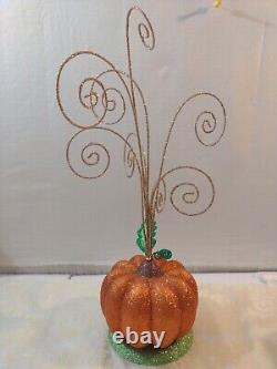 Vtg Rare Pier 1 Import Halloween Harvest Pumpkin Ornament Tree Gold Glitter 13