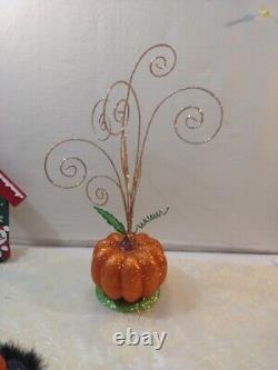 Vtg Rare Pier 1 Import Halloween Harvest Pumpkin Ornament Tree Gold Glitter 13