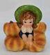 Vtg Relpo Fall Halloween Planter Barefoot Girl W Pumpkins A1991 Rare Read As Is