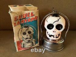 Vtg Rose Milk Glass Skull Lighted Lantern No. 424 Hong Hong Halloween Box Rare