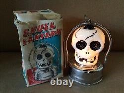 Vtg Rose Milk Glass Skull Lighted Lantern No. 424 Hong Hong Halloween Box Rare