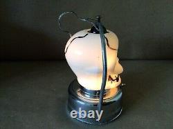 Vtg Rose Milk Glass Skull Lighted Lantern No. 424 Hong Hong Halloween Box Rare