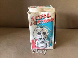 Vtg Rose Milk Glass Skull Lighted Lantern No. 424 Hong Hong Halloween Box Rare