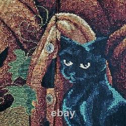 Vtg Sugar Street Weavers Rare Halloween Black Cat Pumpkin Fall Tapestry Jacket M