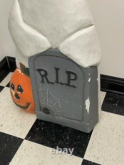 Vtg TPI Ghost Pumpkin R. I. P. Tombstone Halloween 36 Blow Mold Decoration Rare
