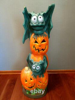 Vtg Trendmasters Halloween Stacked Lighted Foam Mold Pumpkins/ Bats -36- RARE