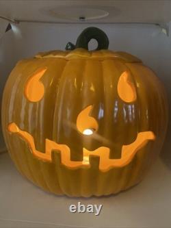 1973 VTG VINTAGE CERAMIQUE CITROUILLE JACK O LANTERN. RARE & EXCELLENT ! 11x12 GRAND