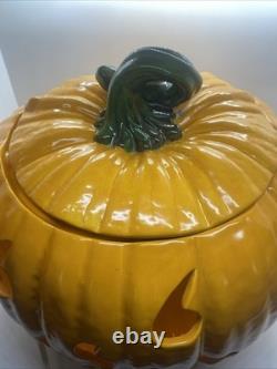 1973 VTG VINTAGE CERAMIQUE CITROUILLE JACK O LANTERN. RARE & EXCELLENT ! 11x12 GRAND