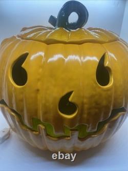 1973 VTG VINTAGE CERAMIQUE CITROUILLE JACK O LANTERN. RARE & EXCELLENT ! 11x12 GRAND