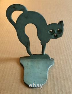 2 Porte-livres en bronze vintage de Halloween avec des chats peureux rares