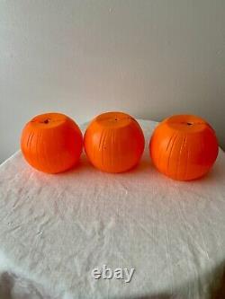 3 Rares Citrouilles d'Halloween Vintage en Soufflage de Moule avec Yeux de Diamant