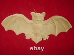 3 Vtg Halloween Allemand Diecut Embossed Bat Witch Black Cat Rare Antique