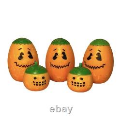 5 Grandes Bougies Vintage en Citrouille RARES Décor Rétro d'Halloween Intérieur ou Extérieur