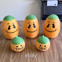 5 Grandes Bougies Vintage en Citrouille RARES Décor Rétro d'Halloween Intérieur ou Extérieur