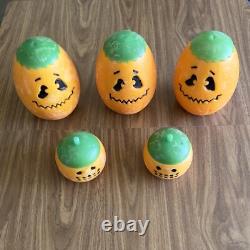 5 Grandes Bougies Vintage en Citrouille RARES Décor Rétro d'Halloween Intérieur ou Extérieur