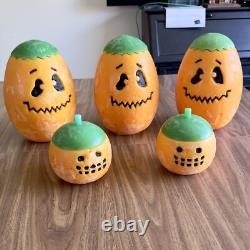 5 Grandes Bougies Vintage en Citrouille RARES Décor Rétro d'Halloween Intérieur ou Extérieur