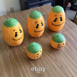 5 Grandes Bougies Vintage en Citrouille RARES Décor Rétro d'Halloween Intérieur ou Extérieur