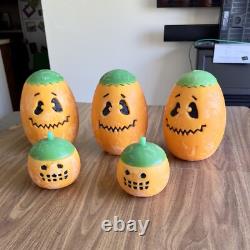 5 Grandes Bougies Vintage en Citrouille RARES Décor Rétro d'Halloween Intérieur ou Extérieur