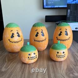 5 Grandes Bougies Vintage en Citrouille RARES Décor Rétro d'Halloween Intérieur ou Extérieur
