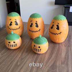 5 Grandes Bougies Vintage en Citrouille RARES Décor Rétro d'Halloween Intérieur ou Extérieur
