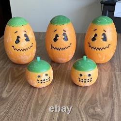 5 Grandes Bougies Vintage en Citrouille RARES Décor Rétro d'Halloween Intérieur ou Extérieur