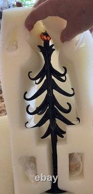 ARBRE EN VERRE ARTISANAL HALLOWEEN NOËL VINTAGE LENOX AVEC ORNEMENTS NIB RARE TROUVAILLE