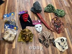 Accessoires de film d'Halloween vintage - Lot de masques en caoutchouc des années 90, certains très rares