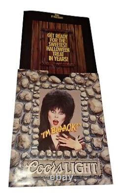 Affichage de bière Coors Light Halloween ELVIRA vintage 1991 pour la promotion de la cave à l'homme RARE