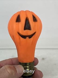 Ampoule de lampe Halloween en soufflé de Fun-World Vintage rare avec visage double de citrouille, testée