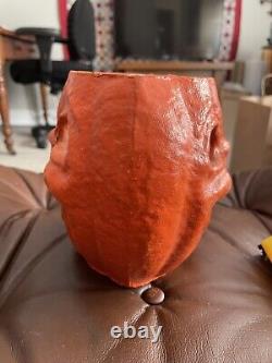 Ancien Masque en Papier Mâché Halloween Double Face Rare Citrouille Jack-O-lantern #3