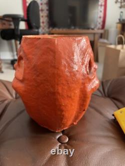 Ancien Masque en Papier Mâché Halloween Double Face Rare Citrouille Jack-O-lantern #3