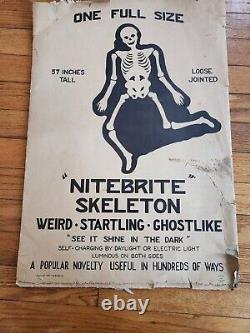 Antique 1937 Beistle 57 Skeleton Avec Emballage Original Très Rare Halloween