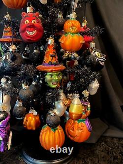 Arbre de Noël décoré pour Halloween / Ornements de Noël de l'Ancien Monde - Halloween / Vintage / Rare