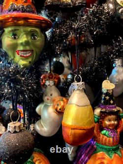 Arbre de Noël décoré pour Halloween / Ornements de Noël de l'Ancien Monde - Halloween / Vintage / Rare