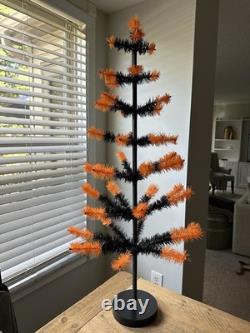 Arbre en plumes d'Halloween Bethany Lowe rare 36 look vintage noir orange