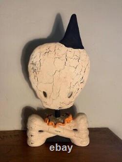 Bethany Lowe Vintage Halloween Tête de squelette Nodder 14 1/4 RARE, Collectionnable