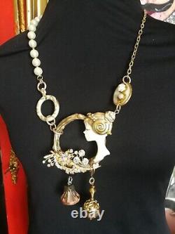 Bijoux De Luxe Gothique Art Déco Nouveau Collier Pendentif Princesse Perles Nacre Bib