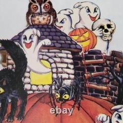 Boîte à musique en bois vintage rare de maison hantée d'Halloween, fonctionne sur le thème de Ghostbusters