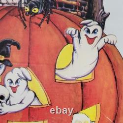 Boîte à musique en bois vintage rare de maison hantée d'Halloween, fonctionne sur le thème de Ghostbusters