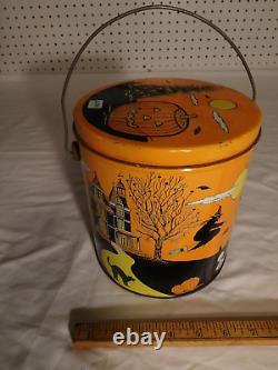 Boîte de bonbons vintage Halloween rare en style pot de peinture avec 2 ARTICLES GRATUITS