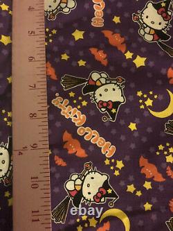 Bonjour Kitty Sanrio Halloween Witch Yard 100% Cotton Fabric Rare Oop Vintage Nouveau