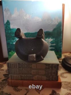 Bougeoir en terre cuite noir en forme de chat vintage rare pour Halloween