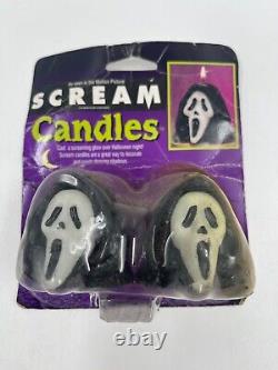 Bougie en cire rare et vintages du film SCREAM de 1997, avec le visage du fantôme, pour décorer votre Halloween horrifique.