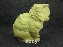 CHAT CHATON Conteneur de bonbons en pâte de papier mâché jaune pour Halloween RARE ancien