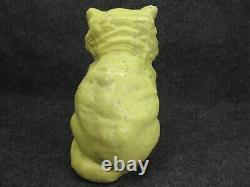 CHAT CHATON Conteneur de bonbons en pâte de papier mâché jaune pour Halloween RARE ancien