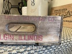 Caisse à soda en bois vintage rare Trick R Treat Elgin Illinois ? Boîte d'Halloween